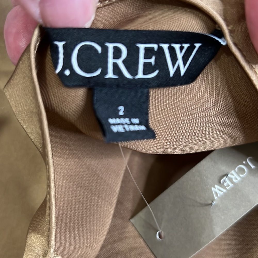 J. Crew Gwyneth slip dress in luster charmeuse camel NWT - Picture 6 of 10